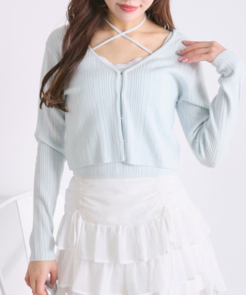 OLIVE des OLIVE（オリーブデオリーブ）の「春色アンサンブル（アンサンブル・レディース・ブラック/サックスブルー/オフホワイト/ピンク・FREE）」の4枚目の写真