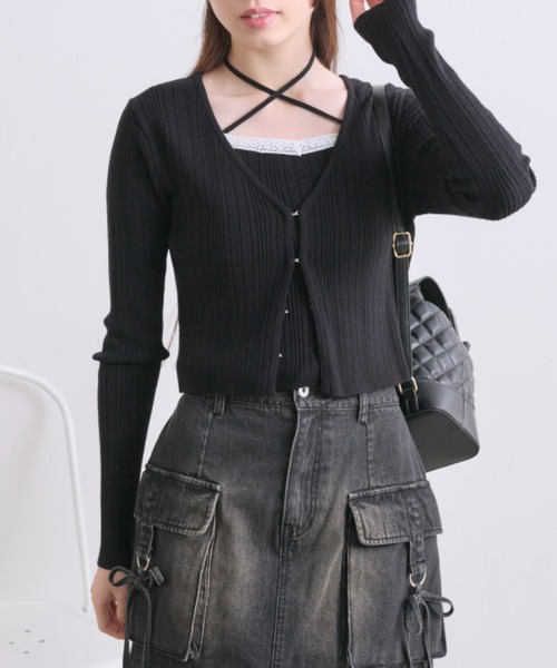 OLIVE des OLIVE（オリーブデオリーブ）の「春色アンサンブル（アンサンブル・レディース・ブラック/サックスブルー/オフホワイト/ピンク・FREE）」の3枚目の写真