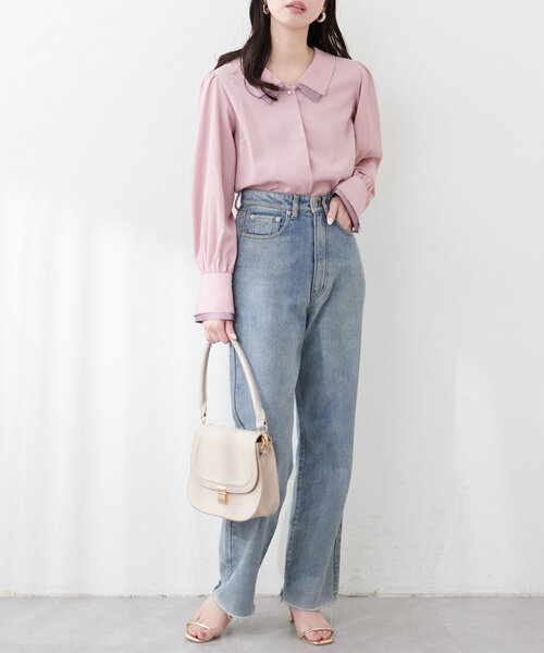 natural couture(ナチュラルクチュール)の「【WEB限定】osono重ね衿配色ブラウス(シャツ/ブラウス・レディース・サックスブルー/ピンク/ドット/ネイビー/ラベンダー/オフホワイト・FREE)」の13枚目の写真