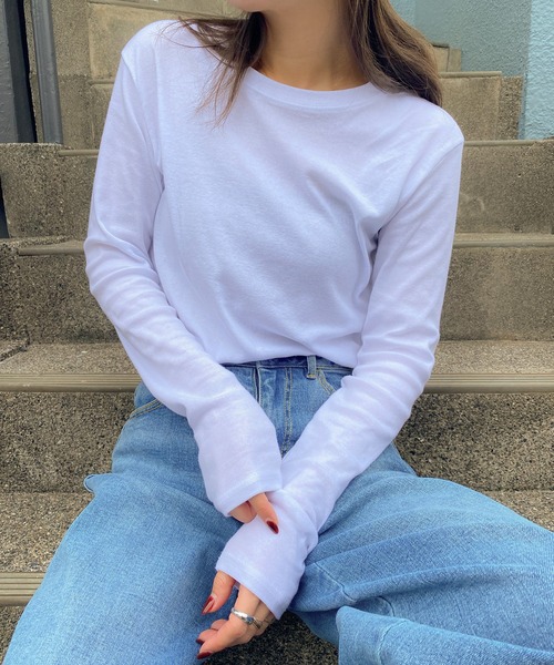 PICHI(ピイチ)の「ソフトストレッチロンTee(Tシャツ/カットソー・レディース・ブラック/グレー/オートミール/ホワイト/チャコール・FREE)」の2枚目の写真