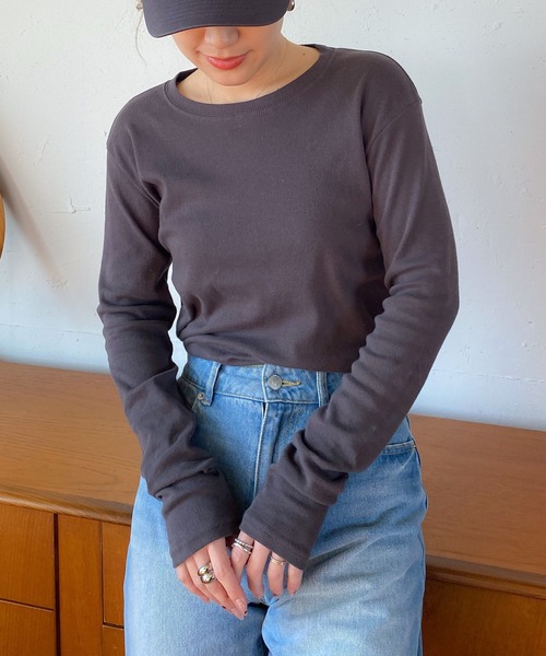 PICHI(ピイチ)の「ソフトストレッチロンTee(Tシャツ/カットソー・レディース・ブラック/グレー/オートミール/ホワイト/チャコール・FREE)」の4枚目の写真