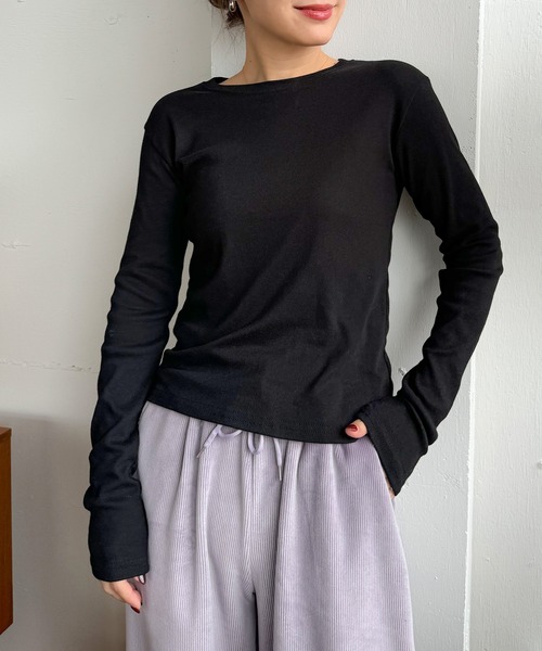 PICHI(ピイチ)の「ソフトストレッチロンTee(Tシャツ/カットソー・レディース・ブラック/グレー/オートミール/ホワイト/チャコール・FREE)」の1枚目の写真