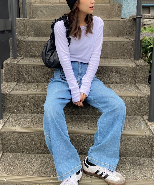 PICHI(ピイチ)の「ソフトストレッチロンTee(Tシャツ/カットソー・レディース・ブラック/グレー/オートミール/ホワイト/チャコール・FREE)」の7枚目の写真