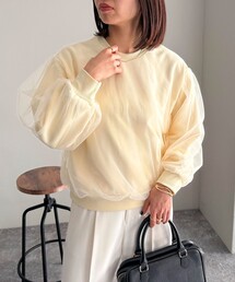 シアーチュールレイヤードスウェットプルオーバー