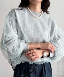 シアーチュールレイヤードスウェットプルオーバー