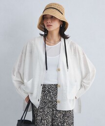 「green label relaxing」 ニットカーディガン FREE ホワイト レディース POP ADER.bijoux×green label relaxing＞リボン ニット カーディガン