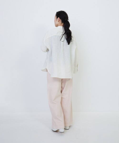 LOISIR(ロワズィール)の「グランジリネンランダムタックブラウス(シャツ/ブラウス・レディース・オフホワイト/ライム・FREE)」の7枚目の写真
