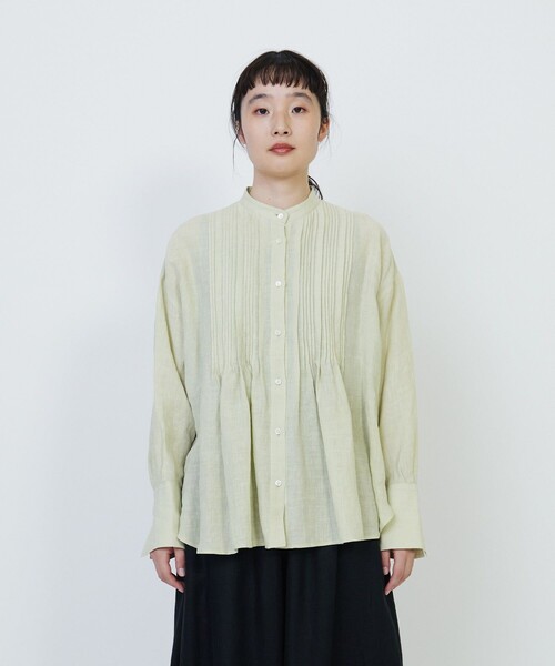 LOISIR(ロワズィール)の「グランジリネンランダムタックブラウス(シャツ/ブラウス・レディース・オフホワイト/ライム・FREE)」の15枚目の写真