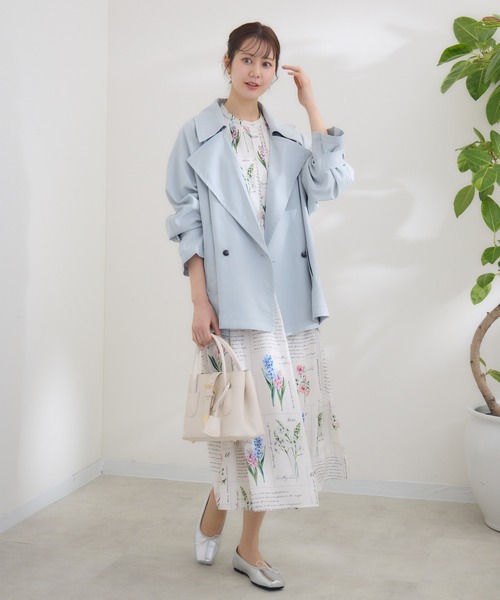 KATHARINE ROSS(キャサリンロス)の「【KATHARINE ROSS】〈UVカット・撥水加工・接触冷感〉ビックカラーハーフコート(トレンチコート・レディース・ライトグレー/グレイッシュベージュ・MEDIUM)」の7枚目の写真