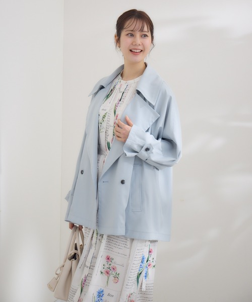 KATHARINE ROSS(キャサリンロス)の「【KATHARINE ROSS】〈UVカット・撥水加工・接触冷感〉ビックカラーハーフコート(トレンチコート・レディース・ライトグレー/グレイッシュベージュ・MEDIUM)」の8枚目の写真