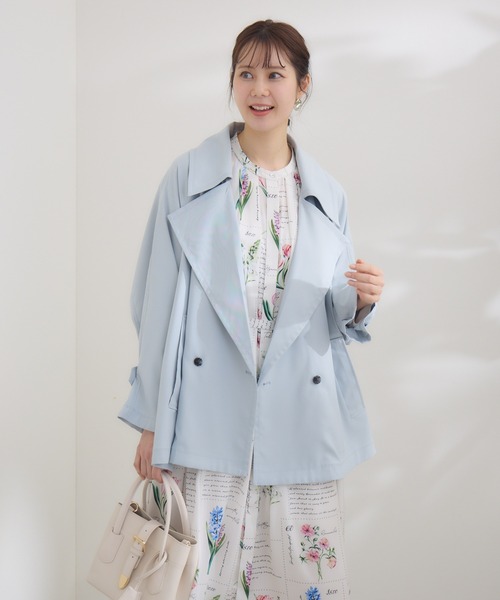 KATHARINE ROSS(キャサリンロス)の「【KATHARINE ROSS】〈UVカット・撥水加工・接触冷感〉ビックカラーハーフコート(トレンチコート・レディース・ライトグレー/グレイッシュベージュ・MEDIUM)」の9枚目の写真