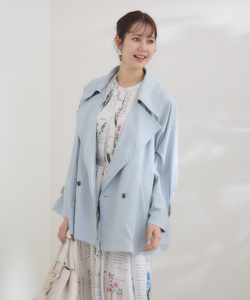 KATHARINE ROSS(キャサリンロス)の「【KATHARINE ROSS】〈UVカット・撥水加工・接触冷感〉ビックカラーハーフコート(トレンチコート・レディース・ライトグレー/グレイッシュベージュ・MEDIUM)」の10枚目の写真