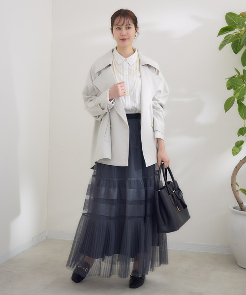 KATHARINE ROSS(キャサリンロス)の「【KATHARINE ROSS】〈UVカット・撥水加工・接触冷感〉ビックカラーハーフコート(トレンチコート・レディース・ライトグレー/グレイッシュベージュ・MEDIUM)」の11枚目の写真