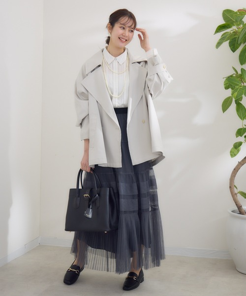 KATHARINE ROSS(キャサリンロス)の「【KATHARINE ROSS】〈UVカット・撥水加工・接触冷感〉ビックカラーハーフコート(トレンチコート・レディース・ライトグレー/グレイッシュベージュ・MEDIUM)」の13枚目の写真