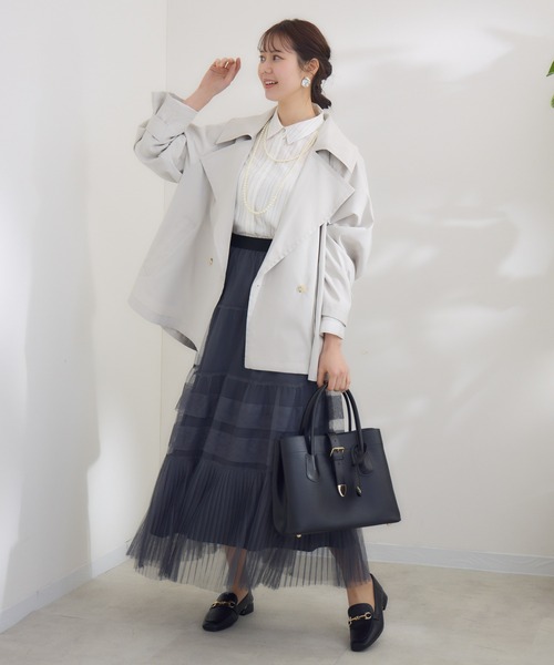 KATHARINE ROSS(キャサリンロス)の「【KATHARINE ROSS】〈UVカット・撥水加工・接触冷感〉ビックカラーハーフコート(トレンチコート・レディース・ライトグレー/グレイッシュベージュ・MEDIUM)」の12枚目の写真