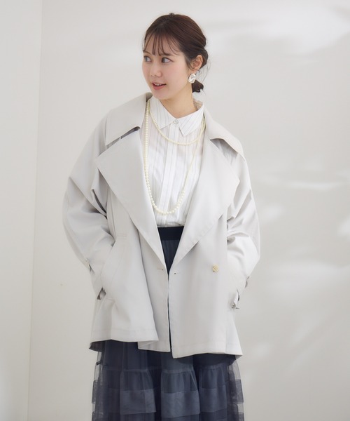 KATHARINE ROSS(キャサリンロス)の「【KATHARINE ROSS】〈UVカット・撥水加工・接触冷感〉ビックカラーハーフコート(トレンチコート・レディース・ライトグレー/グレイッシュベージュ・MEDIUM)」の17枚目の写真