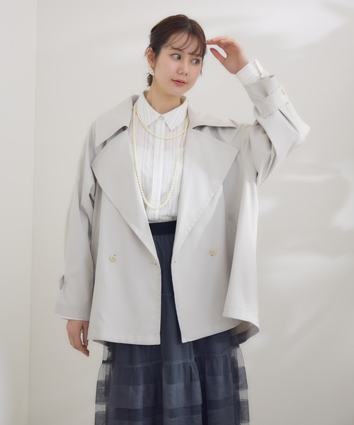 KATHARINE ROSS(キャサリンロス)の「【KATHARINE ROSS】〈UVカット・撥水加工・接触冷感〉ビックカラーハーフコート(トレンチコート・レディース・ライトグレー/グレイッシュベージュ・MEDIUM)」の18枚目の写真