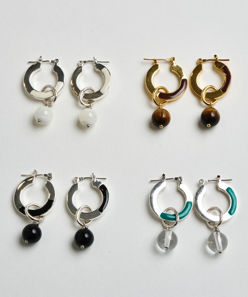 loni(ロニ)の「Color Peak Stone Pierce(ピアス(両耳用)・レディース・ホワイト/ブラウン/グリーン/ブラック・FREE)」の12枚目の写真