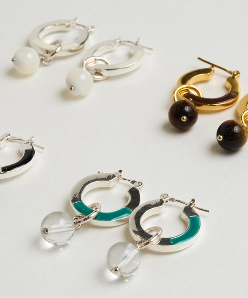 loni(ロニ)の「Color Peak Stone Pierce(ピアス(両耳用)・レディース・ホワイト/ブラウン/グリーン/ブラック・FREE)」の13枚目の写真