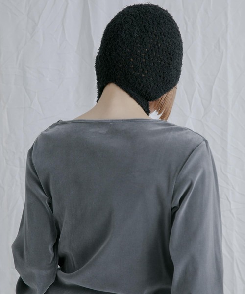 KBF（ケイビーエフ）の「スプリングニットボンネット（ニットキャップ/ビーニー・レディース・ブラック/ベージュ・ONE）」の6枚目の写真