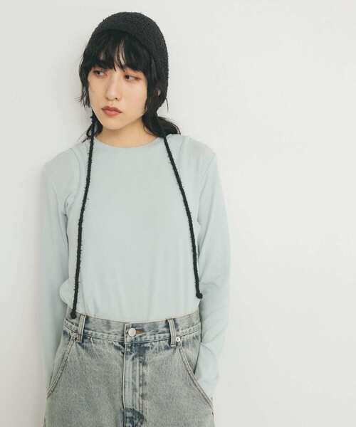 KBF（ケイビーエフ）の「スプリングニットボンネット（ニットキャップ/ビーニー・レディース・ブラック/ベージュ・ONE）」の10枚目の写真