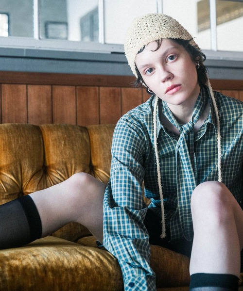 KBF（ケイビーエフ）の「スプリングニットボンネット（ニットキャップ/ビーニー・レディース・ブラック/ベージュ・ONE）」の21枚目の写真