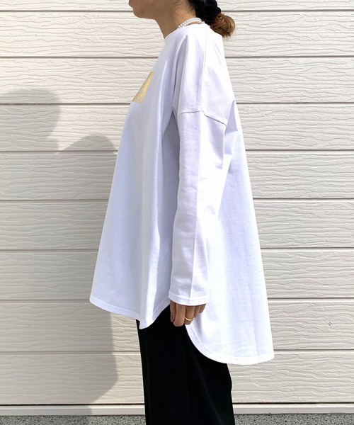 セール】スクエア箔プリントロンT（Tシャツ/カットソー）｜Q