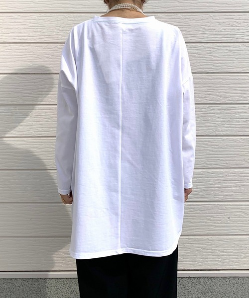 tシャツ スクエア箔プリントロンT レディース セール】スクエア箔プリントロンT（Tシャツ/カットソー）｜Q