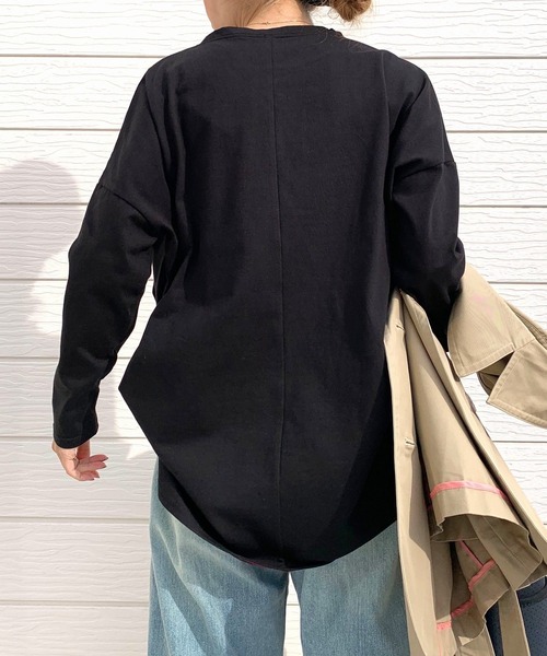 tシャツ スクエア箔プリントロンT レディース セール】スクエア箔プリントロンT（Tシャツ/カットソー）｜Q