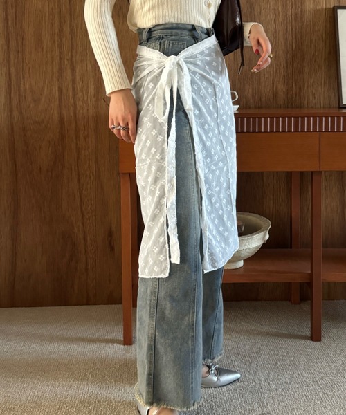 efill(エフィル)の「ドット フラワー シアー レイヤード 巻きスカート(スカート・レディース・ホワイト・FREE)」の9枚目の写真