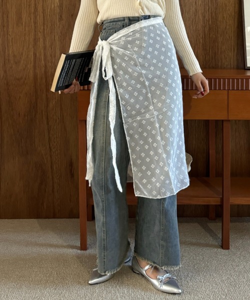 efill(エフィル)の「ドット フラワー シアー レイヤード 巻きスカート(スカート・レディース・ホワイト・FREE)」の17枚目の写真