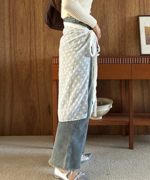 efill(エフィル)の「ドット フラワー シアー レイヤード 巻きスカート(スカート・レディース・ホワイト・FREE)」の14枚目の写真