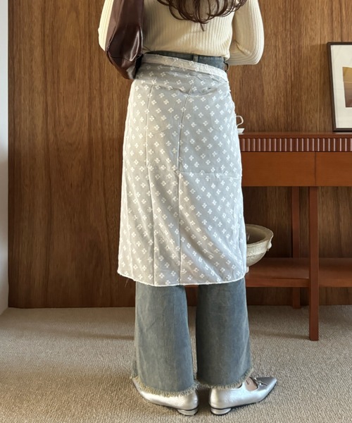 efill(エフィル)の「ドット フラワー シアー レイヤード 巻きスカート(スカート・レディース・ホワイト・FREE)」の13枚目の写真