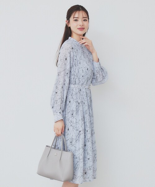 セール】ベルト付きプリーツフレアワンピース【洗濯機洗い可/防シワ