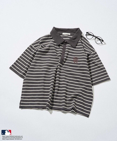 FREAK'S STORE(フリークスストア)の「MLB ポロTシャツ/ポロシャツ(Tシャツ/カットソー・レディース・ホワイト/ライトグレー/チャコール/ネイビー・フリ-)」の3枚目の写真