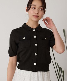 Edit Sheen（エディットシーン）の「衿付半袖ニットカーディガン（カーディガン/ボレロ）」