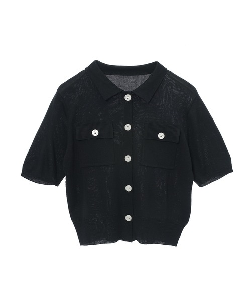 Edit Sheen（エディットシーン）の「衿付半袖ニットカーディガン（カーディガン/ボレロ・レディース・ベージュ/ブラック・M）」の22枚目の写真