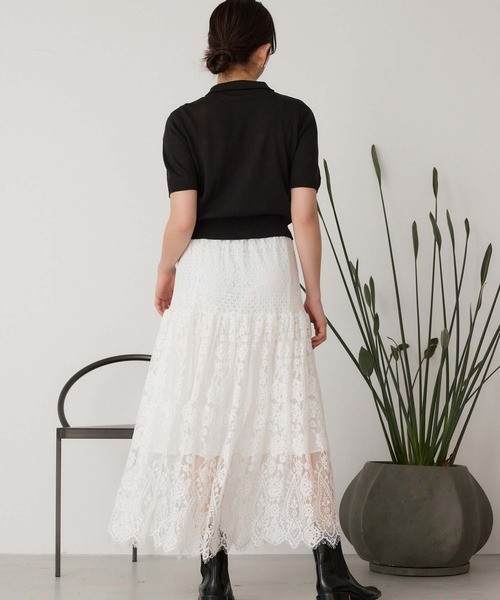 Edit Sheen（エディットシーン）の「衿付半袖ニットカーディガン（カーディガン/ボレロ・レディース・ベージュ/ブラック・M）」の17枚目の写真