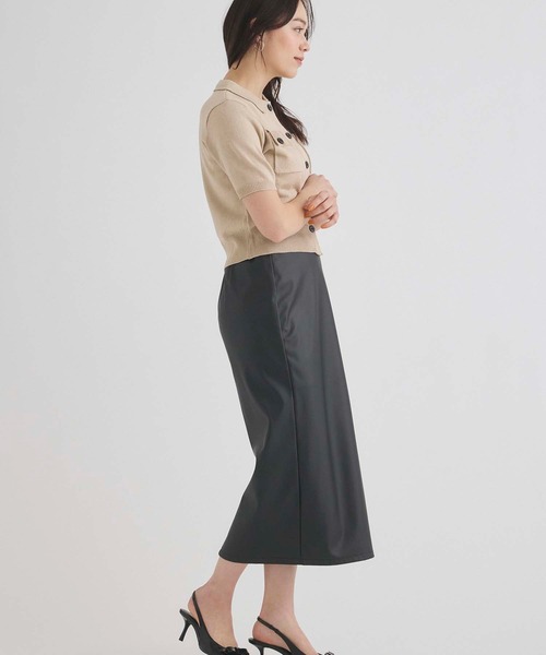 Edit Sheen（エディットシーン）の「衿付半袖ニットカーディガン（カーディガン/ボレロ・レディース・ベージュ/ブラック・M）」の11枚目の写真