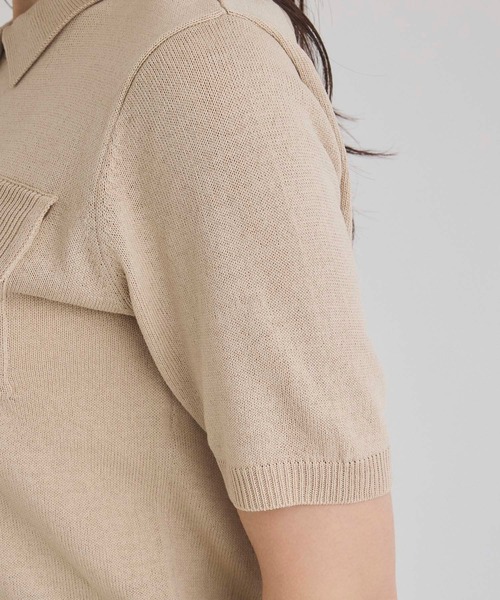 Edit Sheen（エディットシーン）の「衿付半袖ニットカーディガン（カーディガン/ボレロ・レディース・ベージュ/ブラック・M）」の7枚目の写真