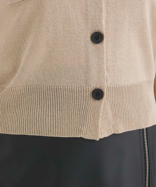 Edit Sheen（エディットシーン）の「衿付半袖ニットカーディガン（カーディガン/ボレロ・レディース・ベージュ/ブラック・M）」の8枚目の写真