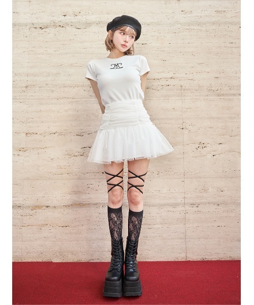 Darich ドットチュールリボンミニスカート