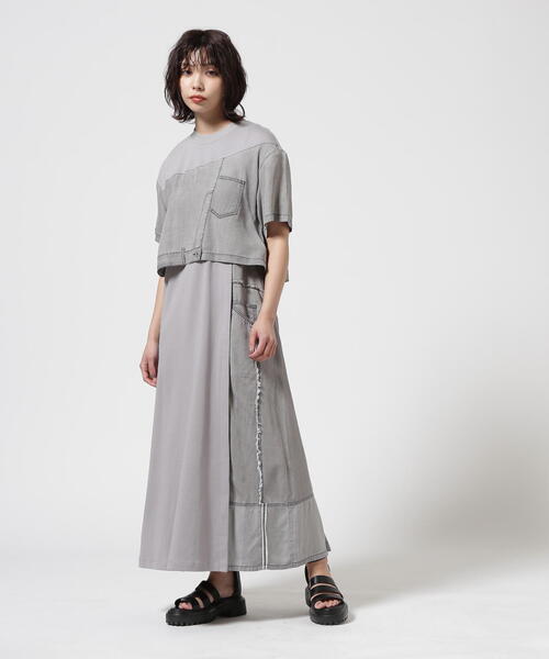 AULA AILA（アウラアイラ）の「AULA AILA/アウラアイラ/別注デニムコンビカットワンピース（ワンピース・レディース・ブラック/グレー・0）」の10枚目の写真