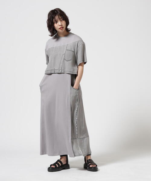 AULA AILA（アウラアイラ）の「AULA AILA/アウラアイラ/別注デニムコンビカットワンピース（ワンピース・レディース・ブラック/グレー・0）」の2枚目の写真