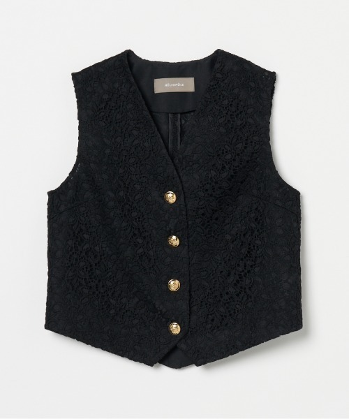 HELIOPOLE(エリオポール)の「EMBROIDERY LACE VEST(ベスト・レディース・アイボリー/ブラック・38)」の2枚目の写真