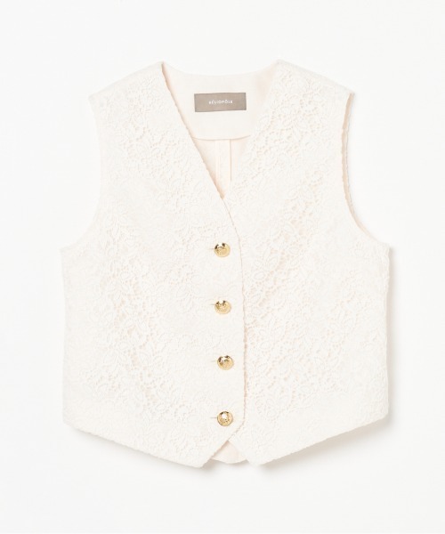 HELIOPOLE(エリオポール)の「EMBROIDERY LACE VEST(ベスト・レディース・アイボリー/ブラック・38)」の3枚目の写真
