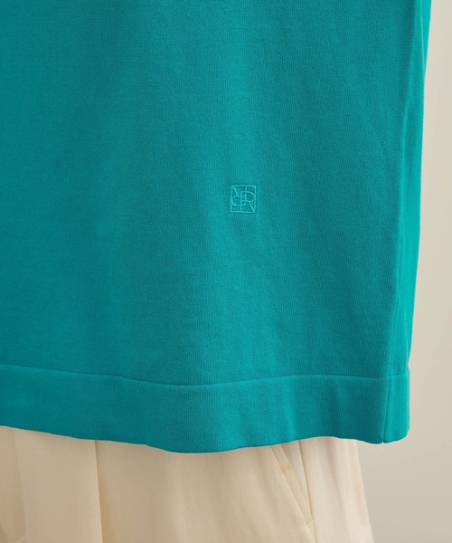 ROPE'（ロペ）の「【洗える】オーガニックコットンハイゲージフレンチスリーブニット（ニット/セーター・レディース・ネイビー/ホワイト/ターコイズブルー・FREE）」の4枚目の写真