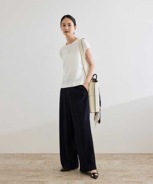 ROPE'（ロペ）の「【洗える】オーガニックコットンハイゲージフレンチスリーブニット（ニット/セーター・レディース・ネイビー/ホワイト/ターコイズブルー・FREE）」の13枚目の写真