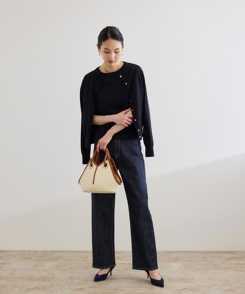 ROPE'（ロペ）の「【洗える】オーガニックコットンハイゲージフレンチスリーブニット（ニット/セーター・レディース・ネイビー/ホワイト/ターコイズブルー・FREE）」の14枚目の写真