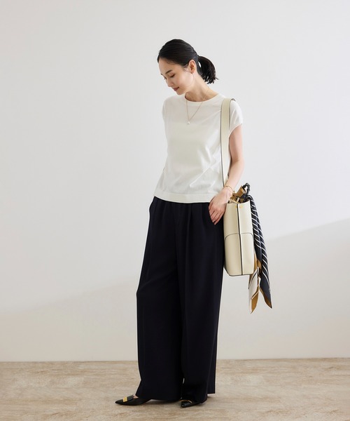 ROPE'（ロペ）の「【洗える】オーガニックコットンハイゲージフレンチスリーブニット（ニット/セーター・レディース・ネイビー/ホワイト/ターコイズブルー・FREE）」の21枚目の写真